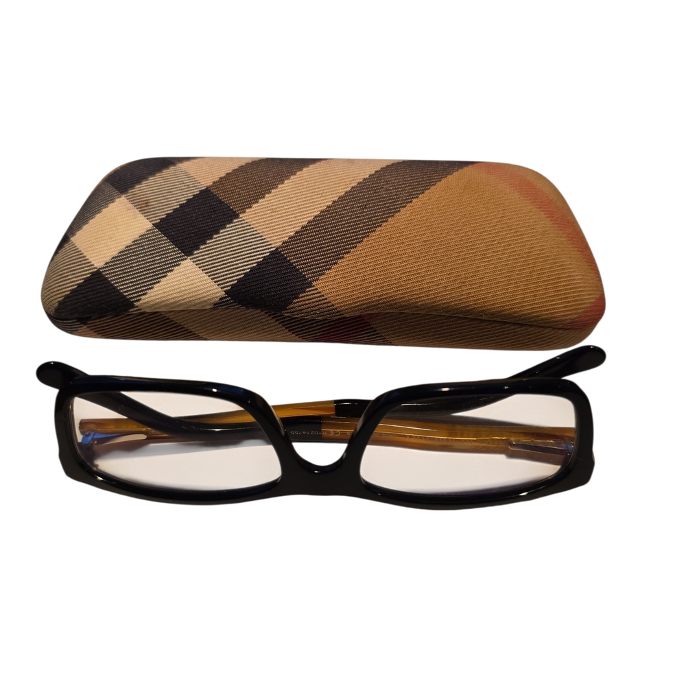 Burberry Black Glasses with Classic Plaid Case